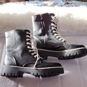 Black  Bling Lace-Up Ankle Boots